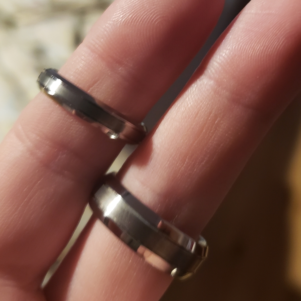 Titanium wedding band set of 2